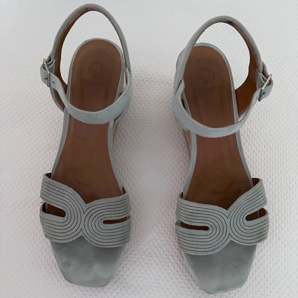 Coclico Midwood Wedge Shoe - Celadon Suede